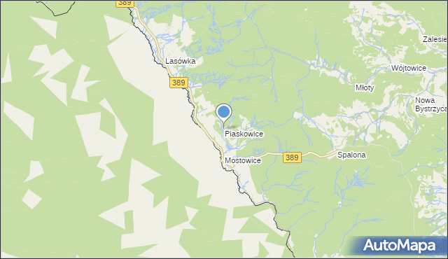 mapa Piaskowice, Piaskowice gmina Bystrzyca Kłodzka na mapie Targeo